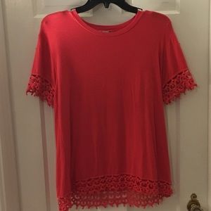 Red decorate shirt.